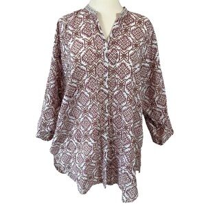 Anokhi Cotton Floral Pintuck Tunic Blouse